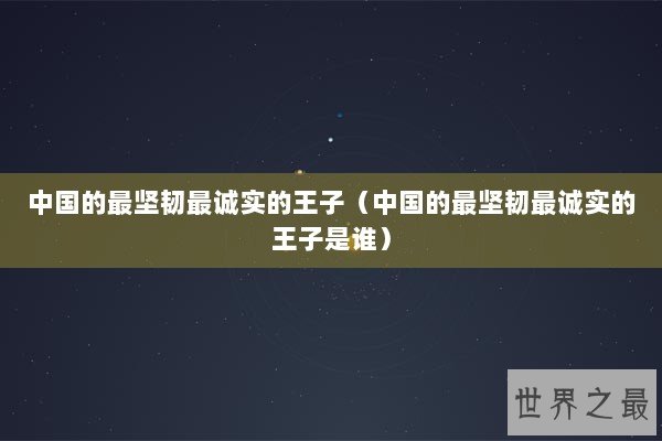 中国的最坚韧最诚实的王子（中国的最坚韧最诚实的王子是谁）