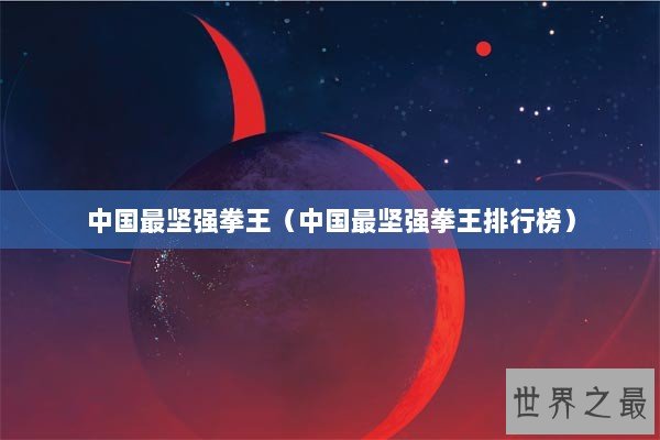 中国最坚强拳王（中国最坚强拳王排行榜）