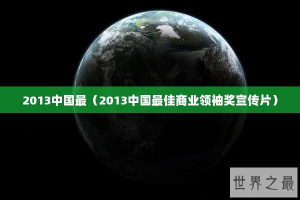 2013中国最（2013中国最佳商业领袖奖宣传片）