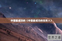 中国最成功的（中国最成功的投资人）