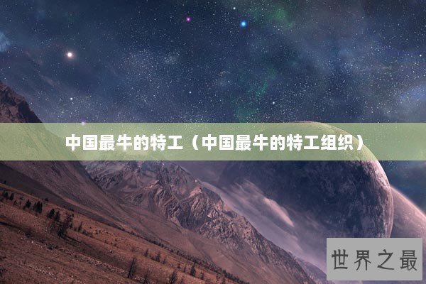 中国最牛的特工（中国最牛的特工组织）