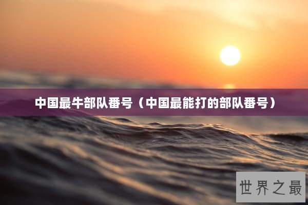 中国最牛部队番号（中国最能打的部队番号）