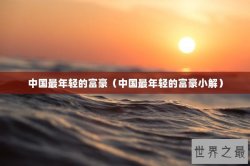 中国最年轻的富豪（中国最年轻的富豪小解）