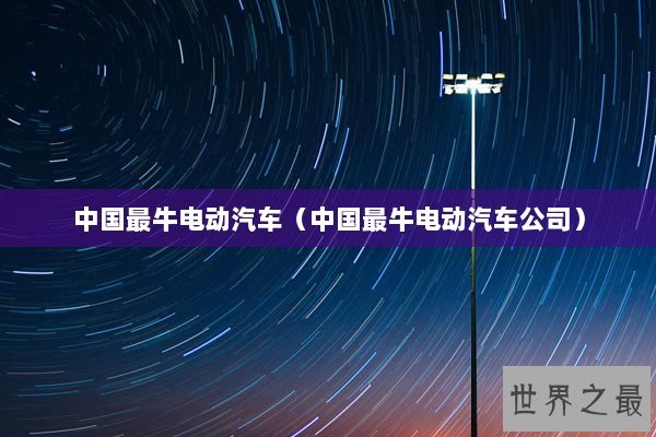 中国最牛电动汽车（中国最牛电动汽车公司）