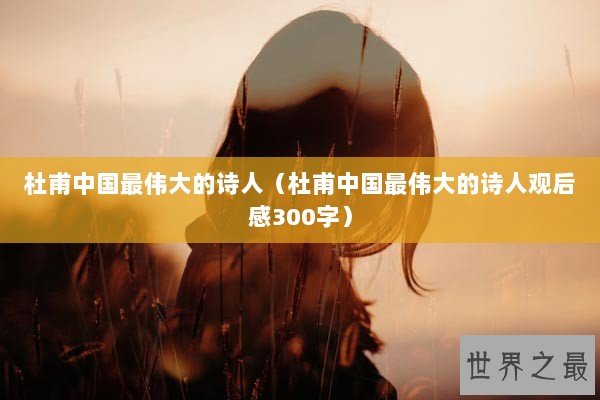 杜甫中国最伟大的诗人（杜甫中国最伟大的诗人观后感300字）