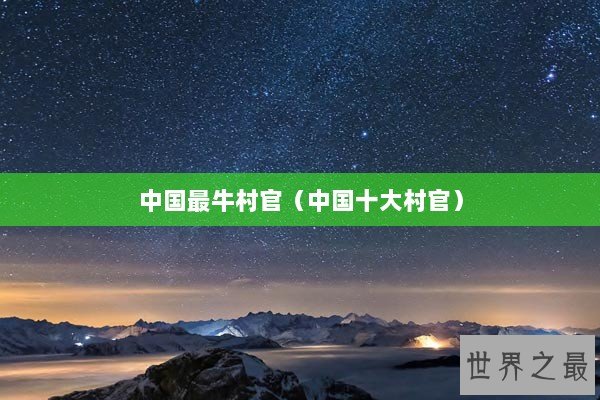 中国最牛村官(中国十大村官) 中国最牛村官(中国十大村官)