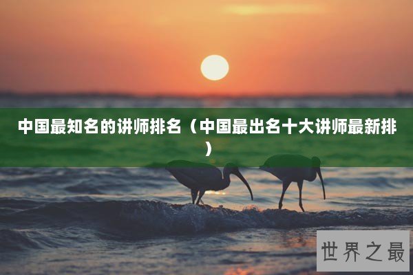 中国最知名的讲师排名（中国最出名十大讲师最新排）