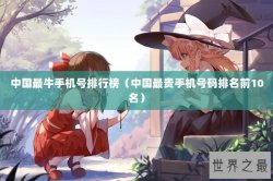 中国最牛手机号排行榜（中国最贵手机号码排名前10名）