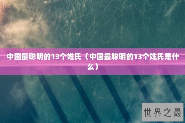 中国最聪明的13个姓氏（中国最聪明的13个姓氏是什么）