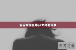 包含中国最牛ps大师的词条