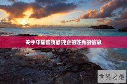 关于中国血统最纯正的姓氏的信息
