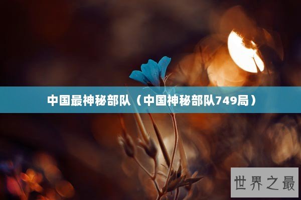 中国最神秘部队（中国神秘部队749局）