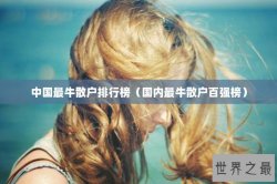 中国最牛散户排行榜（国内最牛散户百强榜）