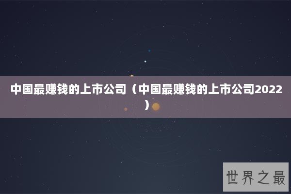 中国最赚钱的上市公司（中国最赚钱的上市公司2022）