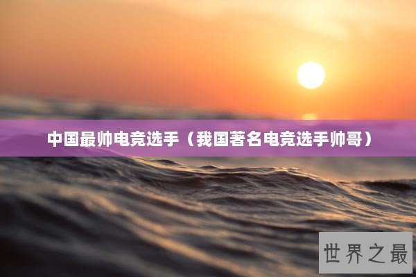 中国最帅电竞选手（我国著名电竞选手帅哥）