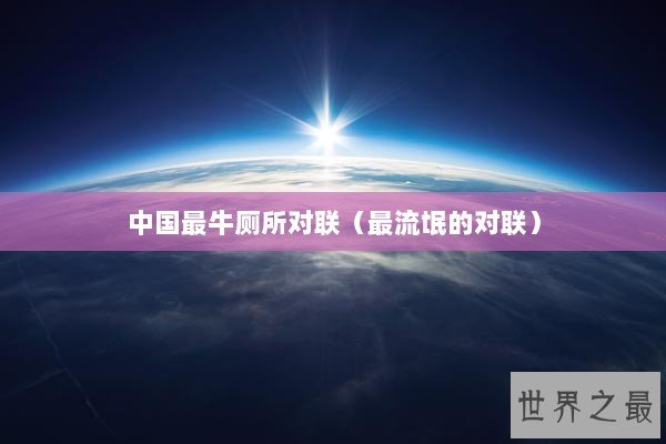 中国最牛厕所对联（最流氓的对联）