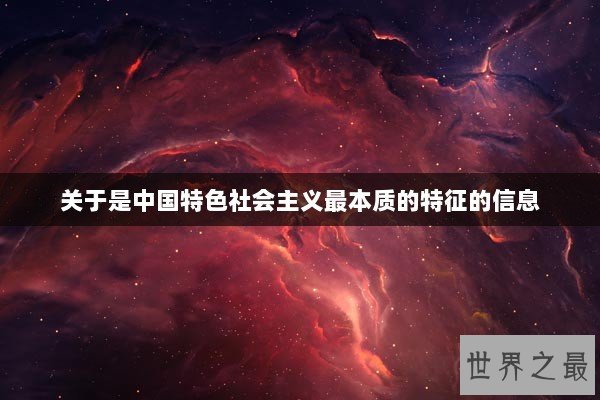 关于是中国特色社会主义最本质的特征的信息