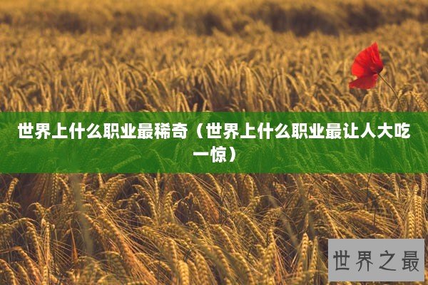 世界上什么职业最稀奇（世界上什么职业最让人大吃一惊）