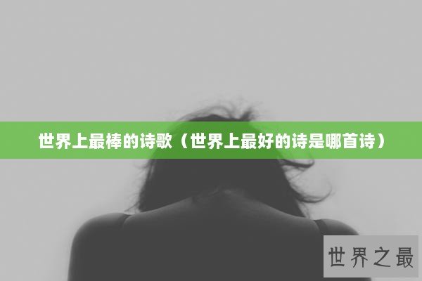 世界上最棒的诗歌（世界上最好的诗是哪首诗）