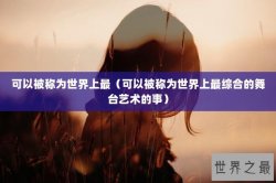 可以被称为世界上最（可以被称为世界上最综合的舞台艺术的事）