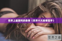 世界上最犀利的泰拳（世界十大泰拳高手）