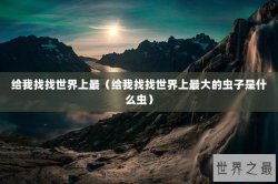 给我找找世界上最（给我找找世界上最大的虫子是什么虫）