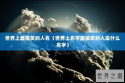 世界上最搞笑的人名（世界上名字最搞笑的人是什么名字）