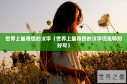 世界上最奇怪的汉字（世界上最奇怪的汉字但是特别好写）
