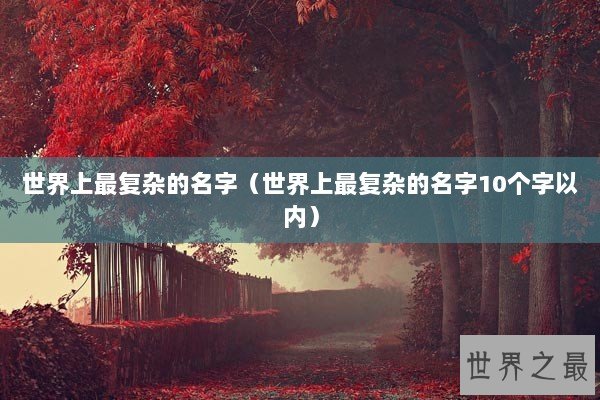 世界上最复杂的名字（世界上最复杂的名字10个字以内）