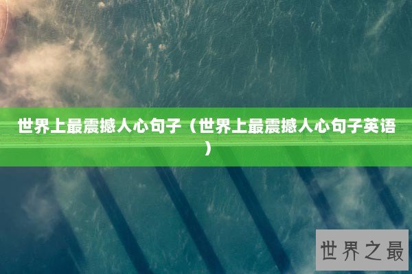 世界上最震撼人心句子（世界上最震撼人心句子英语）