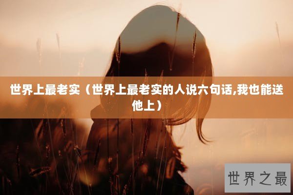 世界上最老实(世界上最老实的人说六句话,我也能送他上) 世界上最老实(世界上最老实的人说六句话,我也能送他上)