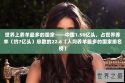 世界上养羊最多的国家——中国1.58亿头，占世界养羊（约7亿头）总数的22.6（人均养羊最多的
