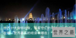 世界十大奇特喷泉，看看它们的奇特之处到底在哪（世界著名的喷泉有哪些）