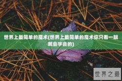 世界上最简单的魔术(世界上最简单的魔术你只看一眼就会学会的)