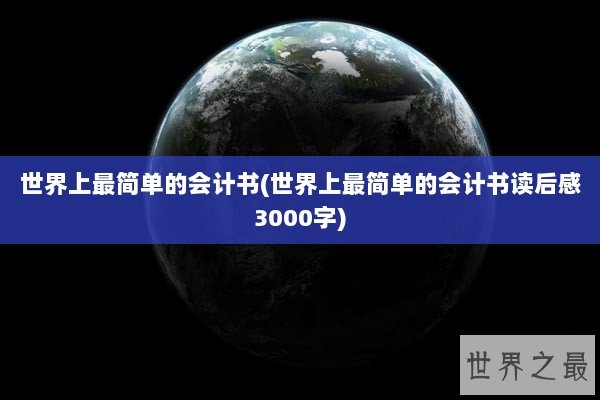 世界上最简单的会计书(世界上最简单的会计书读后感3000字)