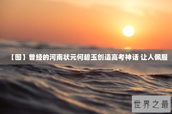 【图】曾经的河南状元何碧玉创造高考神话 让人佩服